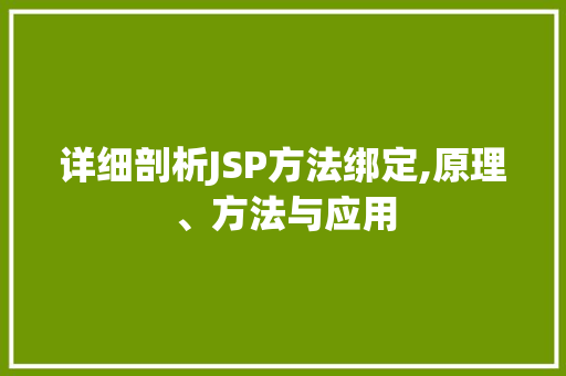 详细剖析JSP方法绑定,原理、方法与应用 详细剖析JSP方法绑定,原理、方法与应用 必应SEO
