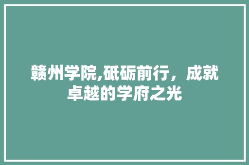 赣州学院,砥砺前行，成就卓越的学府之光 赣州学院,砥砺前行，成就卓越的学府之光 必应SEO