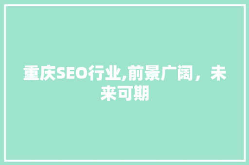 重庆SEO行业,前景广阔，未来可期 重庆SEO行业,前景广阔，未来可期 GoogleSEO