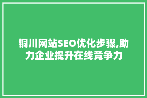 铜川网站SEO优化步骤,助力企业提升在线竞争力 铜川网站SEO优化步骤,助力企业提升在线竞争力 百度SEO