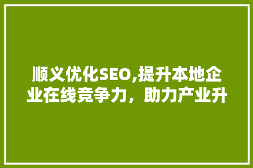 顺义优化SEO,提升本地企业在线竞争力，助力产业升级 顺义优化SEO,提升本地企业在线竞争力，助力产业升级 百度SEO