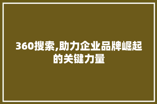360搜索,助力企业品牌崛起的关键力量 360搜索,助力企业品牌崛起的关键力量 必应SEO