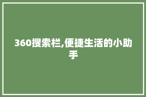 360搜索栏,便捷生活的小助手 360搜索栏,便捷生活的小助手 百度SEO