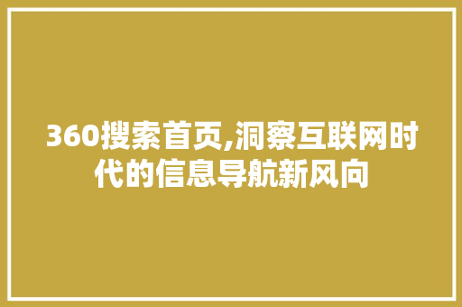 360搜索首页,洞察互联网时代的信息导航新风向 360搜索首页,洞察互联网时代的信息导航新风向 必应SEO