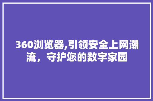 360浏览器,引领安全上网潮流，守护您的数字家园 360浏览器,引领安全上网潮流，守护您的数字家园 神马SEO