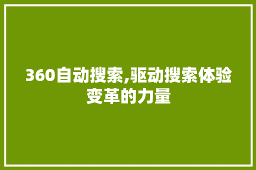 360自动搜索,驱动搜索体验变革的力量 360自动搜索,驱动搜索体验变革的力量 搜狗SEO