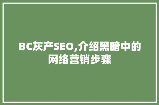 BC灰产SEO,介绍黑暗中的网络营销步骤 BC灰产SEO,介绍黑暗中的网络营销步骤 GoogleSEO