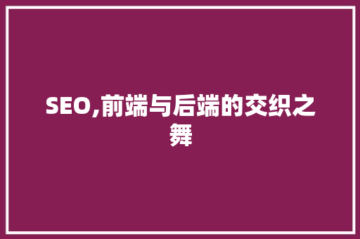 SEO,前端与后端的交织之舞 SEO,前端与后端的交织之舞 百度SEO