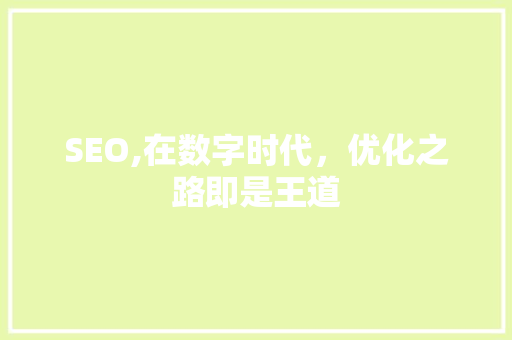 SEO,在数字时代，优化之路即是王道 SEO,在数字时代，优化之路即是王道 搜狗SEO