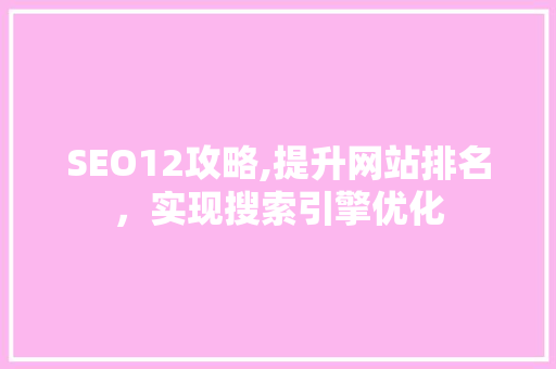 SEO12攻略,提升网站排名，实现搜索引擎优化 SEO12攻略,提升网站排名，实现搜索引擎优化 GoogleSEO