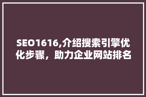 SEO1616,介绍搜索引擎优化步骤，助力企业网站排名提升 SEO1616,介绍搜索引擎优化步骤，助力企业网站排名提升 搜狗SEO