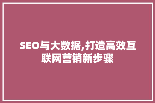 SEO与大数据,打造高效互联网营销新步骤 SEO与大数据,打造高效互联网营销新步骤 GoogleSEO
