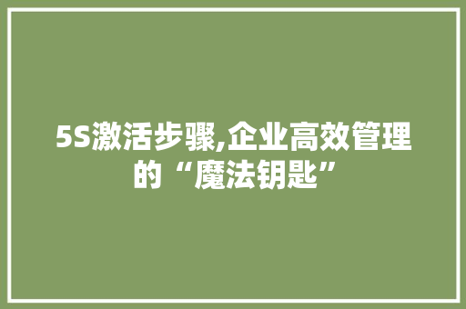 5S激活步骤,企业高效管理的“魔法钥匙” 5S激活步骤,企业高效管理的“魔法钥匙” 搜狗SEO