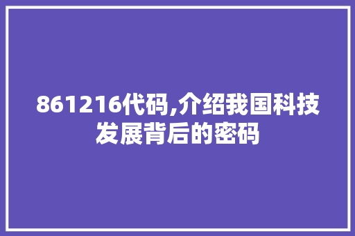 861216代码,介绍我国科技发展背后的密码 必应SEO