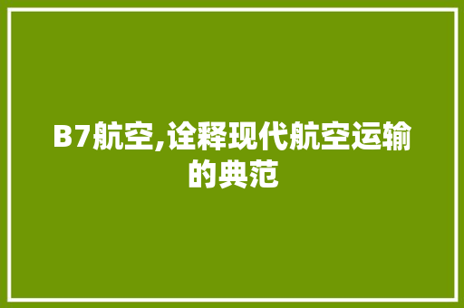 B7航空,诠释现代航空运输的典范 B7航空,诠释现代航空运输的典范 神马SEO