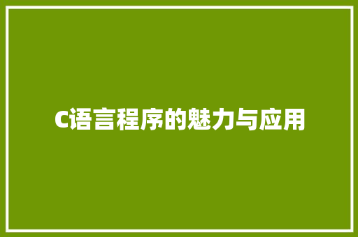 C语言程序的魅力与应用 C语言程序的魅力与应用 GoogleSEO