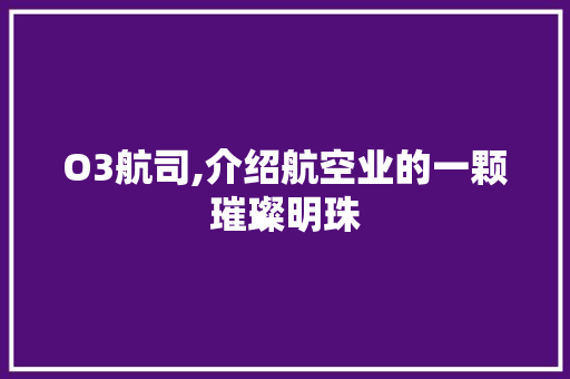 O3航司,介绍航空业的一颗璀璨明珠 O3航司,介绍航空业的一颗璀璨明珠 搜狗SEO