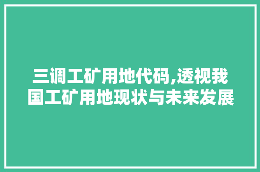 三调工矿用地代码,透视我国工矿用地现状与未来发展趋势 三调工矿用地代码,透视我国工矿用地现状与未来发展趋势 百度SEO