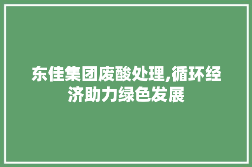 东佳集团废酸处理,循环经济助力绿色发展 东佳集团废酸处理,循环经济助力绿色发展 必应SEO