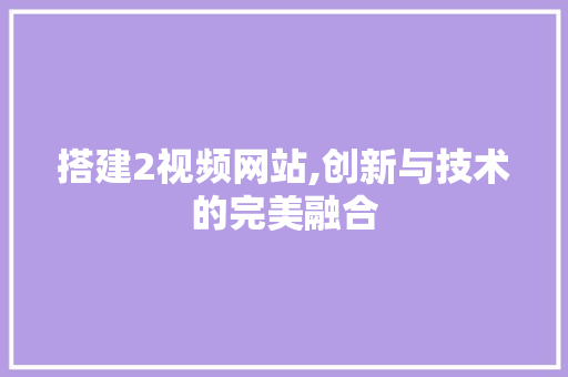 搭建2视频网站,创新与技术的完美融合 搭建2视频网站,创新与技术的完美融合 神马SEO