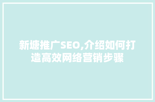新塘推广SEO,介绍如何打造高效网络营销步骤