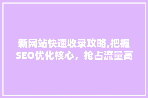 新网站快速收录攻略,把握SEO优化核心，抢占流量高地 新网站快速收录攻略,把握SEO优化核心，抢占流量高地 GoogleSEO