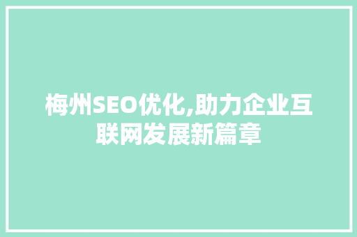 梅州SEO优化,助力企业互联网发展新篇章 梅州SEO优化,助力企业互联网发展新篇章 GoogleSEO