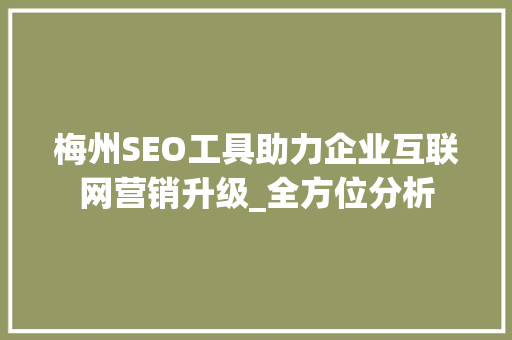 梅州SEO工具助力企业互联网营销升级_全方位分析 梅州SEO工具助力企业互联网营销升级_全方位分析 神马SEO