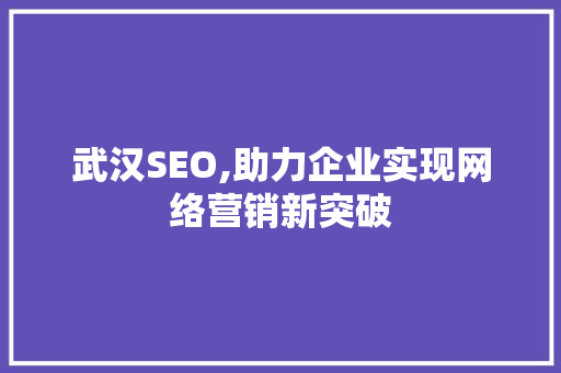 武汉SEO,助力企业实现网络营销新突破 武汉SEO,助力企业实现网络营销新突破 必应SEO