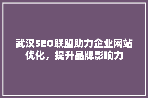 武汉SEO联盟助力企业网站优化，提升品牌影响力 武汉SEO联盟助力企业网站优化，提升品牌影响力 神马SEO