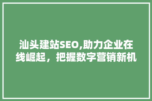 汕头建站SEO,助力企业在线崛起，把握数字营销新机遇 汕头建站SEO,助力企业在线崛起，把握数字营销新机遇 百度SEO