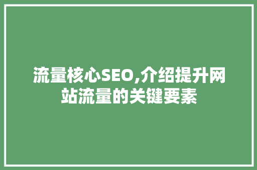 流量核心SEO,介绍提升网站流量的关键要素 流量核心SEO,介绍提升网站流量的关键要素 必应SEO