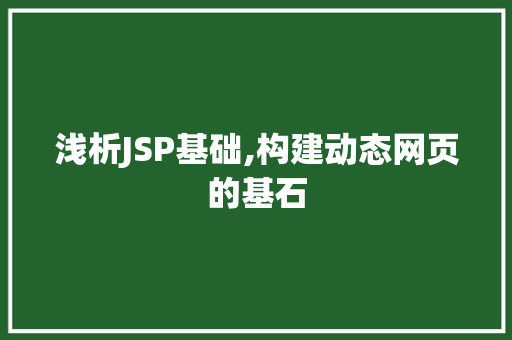 浅析JSP基础,构建动态网页的基石 浅析JSP基础,构建动态网页的基石 必应SEO