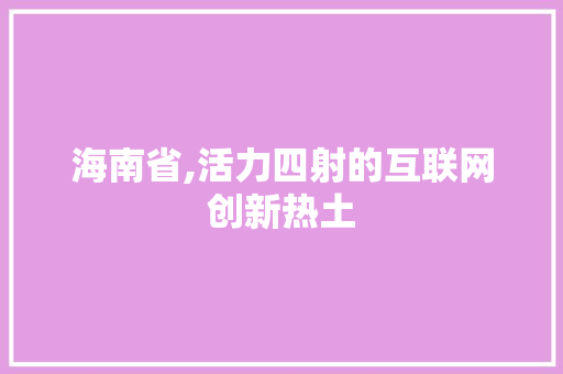 海南省,活力四射的互联网创新热土 海南省,活力四射的互联网创新热土 GoogleSEO