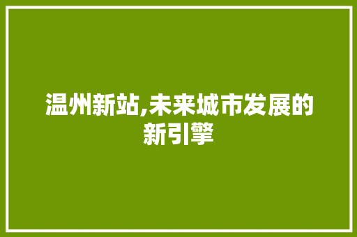 温州新站,未来城市发展的新引擎 温州新站,未来城市发展的新引擎 必应SEO