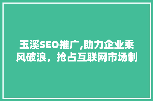 玉溪SEO推广,助力企业乘风破浪，抢占互联网市场制高点