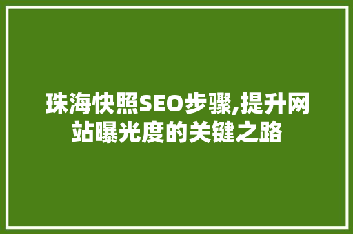 珠海快照SEO步骤,提升网站曝光度的关键之路 珠海快照SEO步骤,提升网站曝光度的关键之路 搜狗SEO