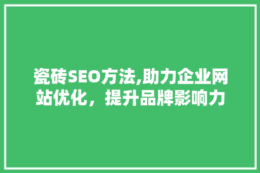 瓷砖SEO方法,助力企业网站优化，提升品牌影响力 瓷砖SEO方法,助力企业网站优化，提升品牌影响力 搜狗SEO