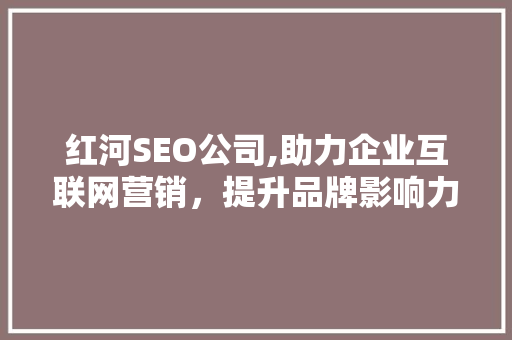 红河SEO公司,助力企业互联网营销，提升品牌影响力 红河SEO公司,助力企业互联网营销，提升品牌影响力 GoogleSEO