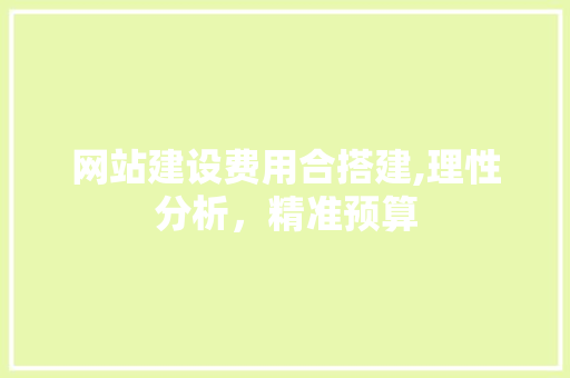 网站建设费用合搭建,理性分析，精准预算 网站建设费用合搭建,理性分析，精准预算 神马SEO