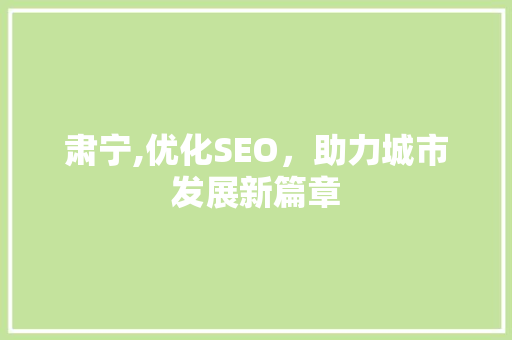 肃宁,优化SEO，助力城市发展新篇章 肃宁,优化SEO，助力城市发展新篇章 神马SEO