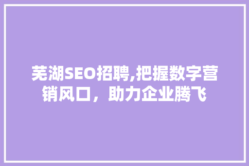 芜湖SEO招聘,把握数字营销风口，助力企业腾飞 芜湖SEO招聘,把握数字营销风口，助力企业腾飞 神马SEO