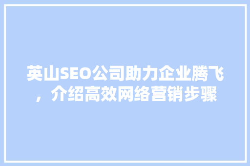 英山SEO公司助力企业腾飞，介绍高效网络营销步骤 英山SEO公司助力企业腾飞，介绍高效网络营销步骤 神马SEO