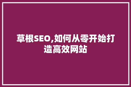 草根SEO,如何从零开始打造高效网站 草根SEO,如何从零开始打造高效网站 百度SEO