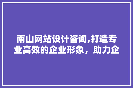 南山网站设计咨询,打造专业高效的企业形象，助力企业腾飞