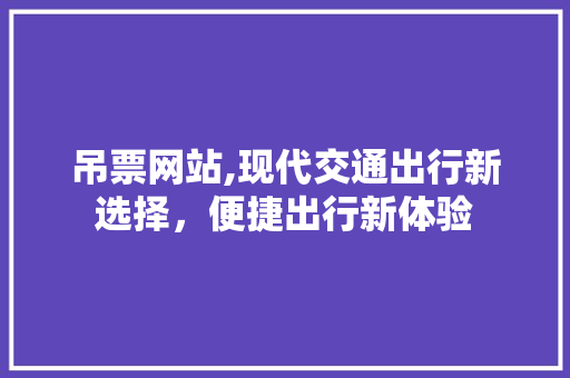 吊票网站,现代交通出行新选择，便捷出行新体验 吊票网站,现代交通出行新选择，便捷出行新体验 百度SEO