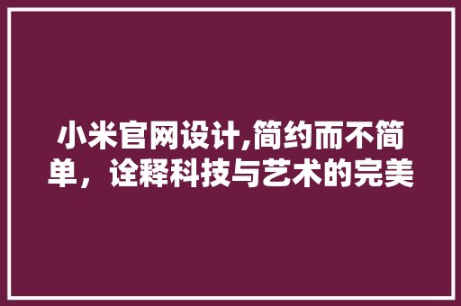 小米官网设计,简约而不简单，诠释科技与艺术的完美融合