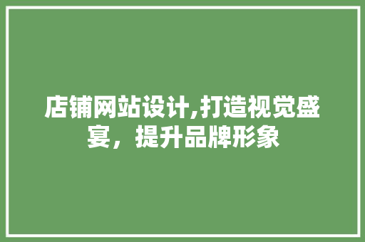 店铺网站设计,打造视觉盛宴，提升品牌形象