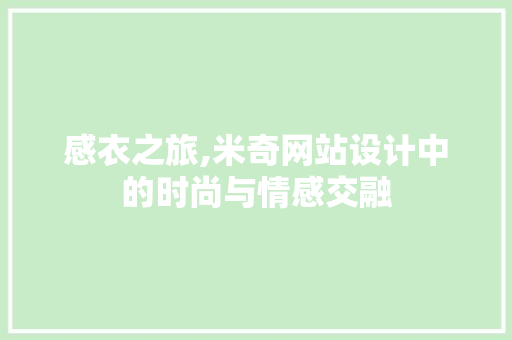 感衣之旅,米奇网站设计中的时尚与情感交融