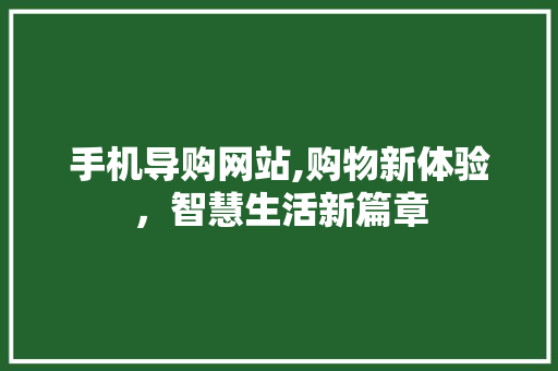 手机导购网站,购物新体验，智慧生活新篇章